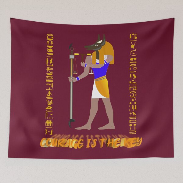 Item preview, Anubis Egyptian God Scale of Justice  Courage Is The Key Ancient Egypt  Hieroglyphic Art designed and sold by PharaohDArt.