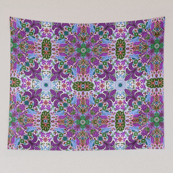 Item preview, Purple Maximalist Flower Weather Tile Pattern - White designed and sold by PCaleDesigns.