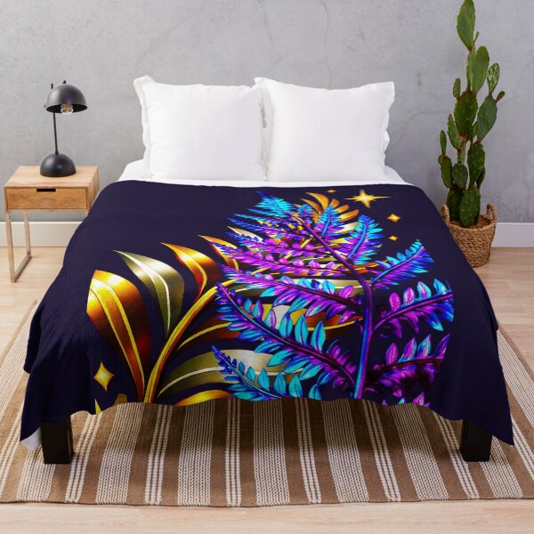 Item preview, ✨ MIDNIGHT FERNS ✨– ELECTRIC BOTANICA SERIES - #140B2D background designed and sold by WheelieGdArt.