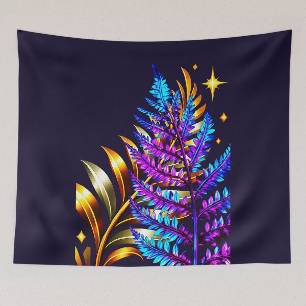 Item preview, ✨ MIDNIGHT FERNS ✨– ELECTRIC BOTANICA SERIES - #140B2D background designed and sold by WheelieGdArt.