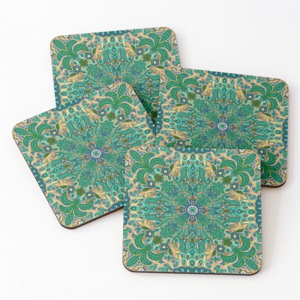 Item preview, Teal Maximalist Flower Weather Tile Pattern - Sand designed and sold by PCaleDesigns.