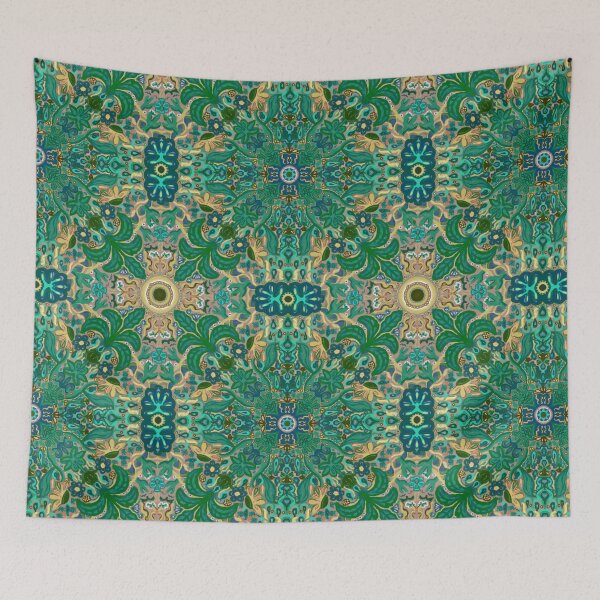 Item preview, Teal Maximalist Flower Weather Tile Pattern - Sand designed and sold by PCaleDesigns.