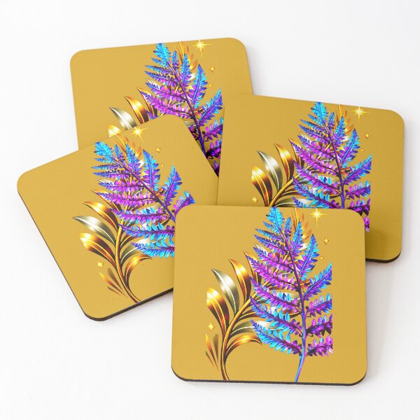 Item preview, ✨ MIDNIGHT FERNS ✨– ELECTRIC BOTANICA SERIES - #D8A11D background designed and sold by WheelieGdArt.