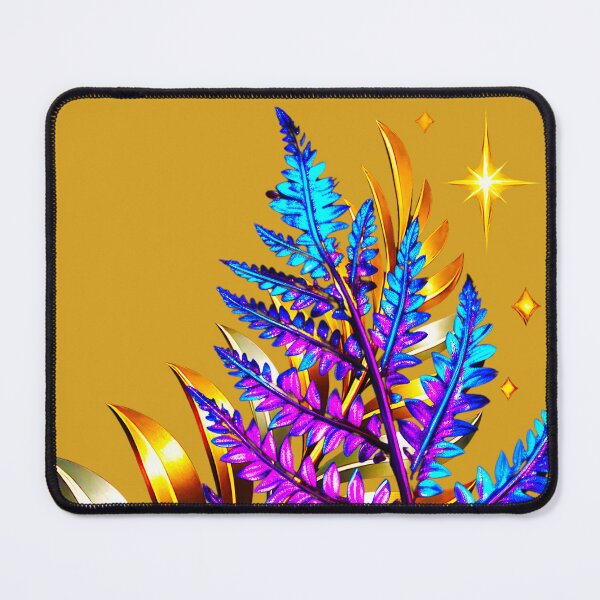 Item preview, ✨ MIDNIGHT FERNS ✨– ELECTRIC BOTANICA SERIES - #D8A11D background designed and sold by WheelieGdArt.