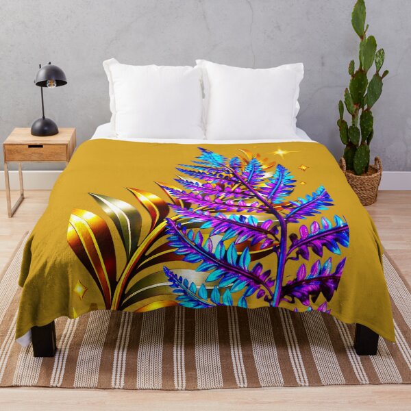 Item preview, ✨ MIDNIGHT FERNS ✨– ELECTRIC BOTANICA SERIES - #D8A11D background designed and sold by WheelieGdArt.