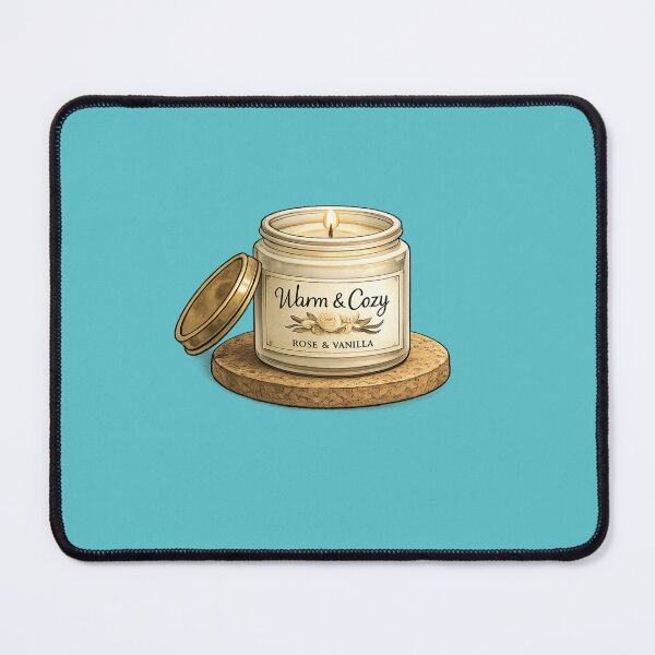 Item preview, Warm & Cozy – Rose Vanilla Candle Cozy Aesthetic Illustration designed and sold by RosalesArts.
