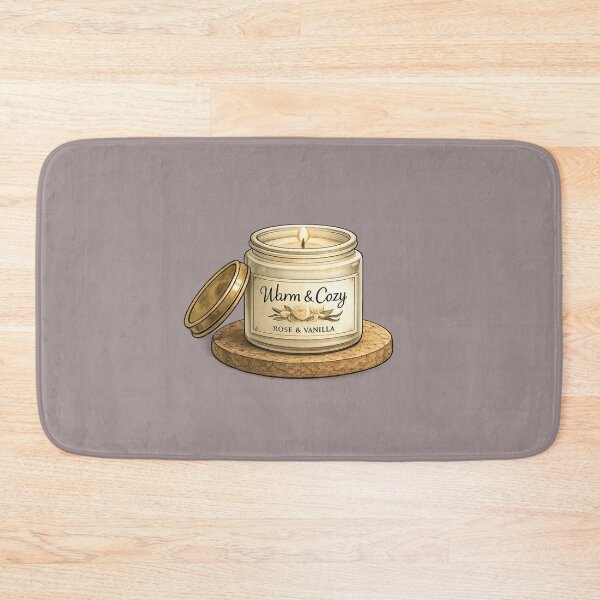 Item preview, Warm & Cozy – Rose Vanilla Candle Cozy Aesthetic Illustration designed and sold by RosalesArts.