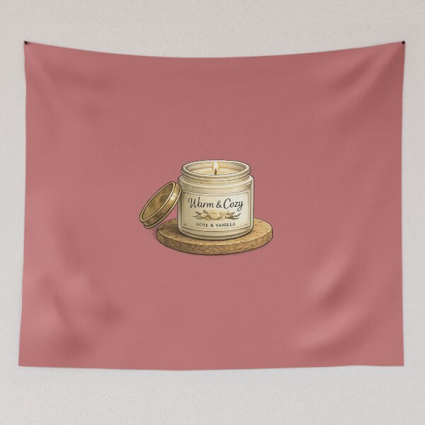 Item preview, Warm & Cozy – Rose Vanilla Candle Cozy Aesthetic Illustration designed and sold by RosalesArts.
