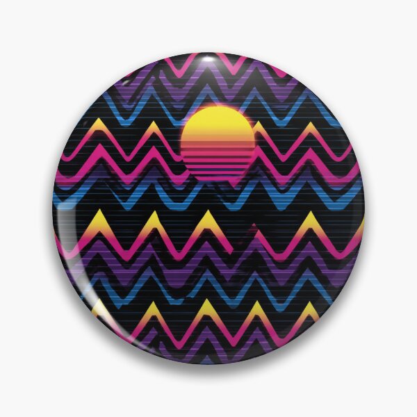 Item preview, Synthwave Neon Zigzag Sunset 80s Aesthetic Pattern designed and sold by NicolasGlowArt.