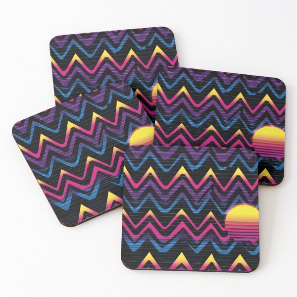 Item preview, Synthwave Neon Zigzag Sunset 80s Aesthetic Pattern designed and sold by NicolasGlowArt.