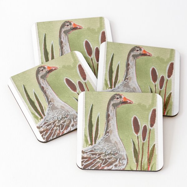 Item preview, Whimsical Goose in the Reeds, Green Watercolor Nature Design  designed and sold by Art by AddiJo .