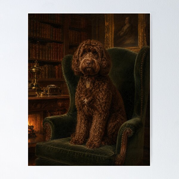 Item preview, Chocolate Cockapoo Oil Painting - Dark Academia Dog Art designed and sold by Cockapoo Society.
