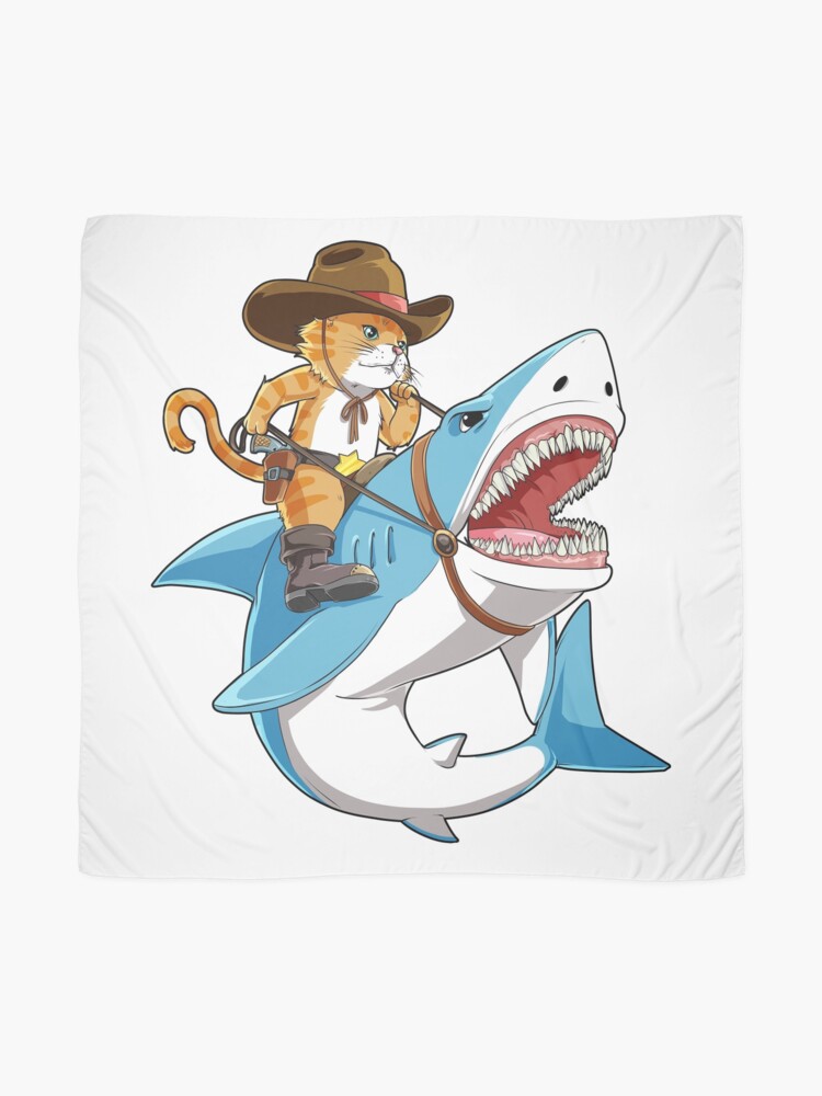 Cowboy cat deals riding shark shirt