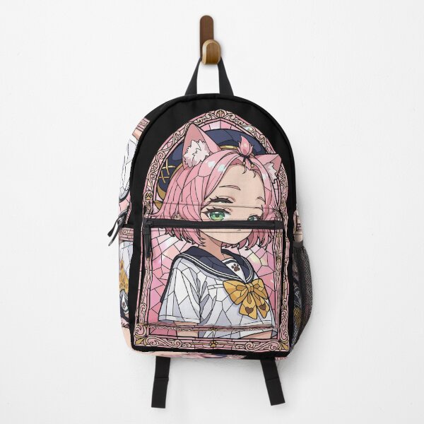 Item preview, Diona Genshin Impact Soft Pink Cat Girl Stained Glass Portrait designed and sold by mildaclairmo.