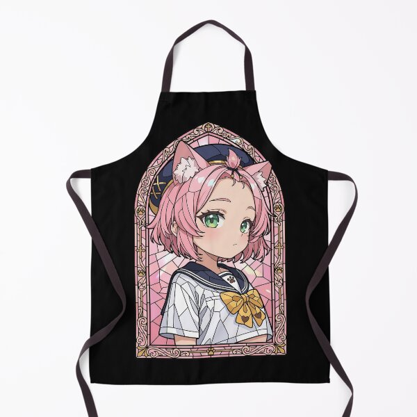 Item preview, Diona Genshin Impact Soft Pink Cat Girl Stained Glass Portrait designed and sold by mildaclairmo.
