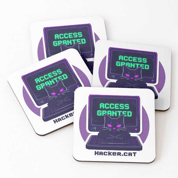 Item preview, Funny Cat Programmer Sticker — Hacker Cat Cyberpunk Kawaii Tech Gift Cat Lover Developer Cute Purple Cat Laptop Decal designed and sold by AMBAYK.