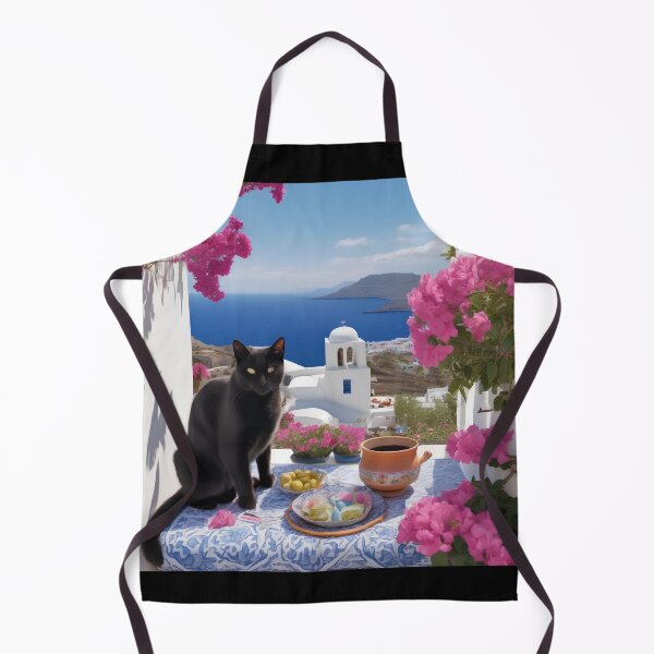 Item preview, Black Cat in the Cyclades – Greek Island Dream designed and sold by UmSkelig834.