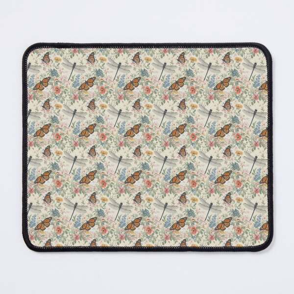 Item preview, Repeating floral design with dragonflies and butterflies designed and sold by Nene Bird Designs.