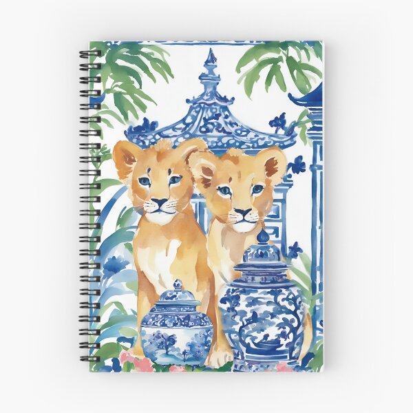 Item preview, Grandmillennial art, chinoiserie lions and ginger jars designed and sold by SophieClimaArt.