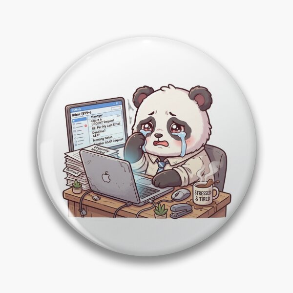 Item preview, Cute Panda Crying in the Office - Corporate Burnout Meme designed and sold by AidaAviles.