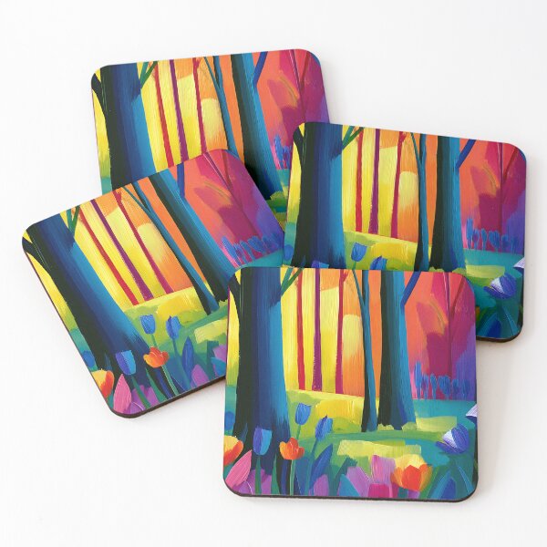 Item preview, Whispers of the Painted Woods - Sunset Forest Light Dancing Through Blossoms and Shadowed Trees designed and sold by OlfactoART Studio.