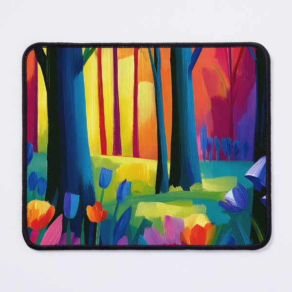 Item preview, Whispers of the Painted Woods - Sunset Forest Light Dancing Through Blossoms and Shadowed Trees designed and sold by OlfactoART Studio.
