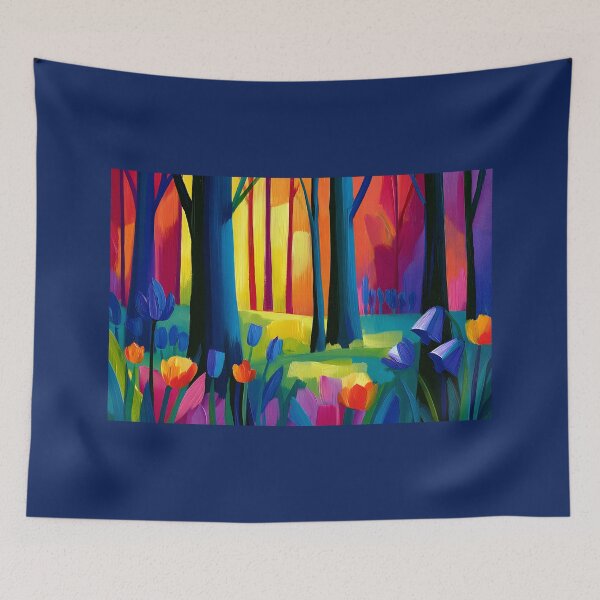 Item preview, Whispers of the Painted Woods - Sunset Forest Light Dancing Through Blossoms and Shadowed Trees designed and sold by OlfactoART Studio.