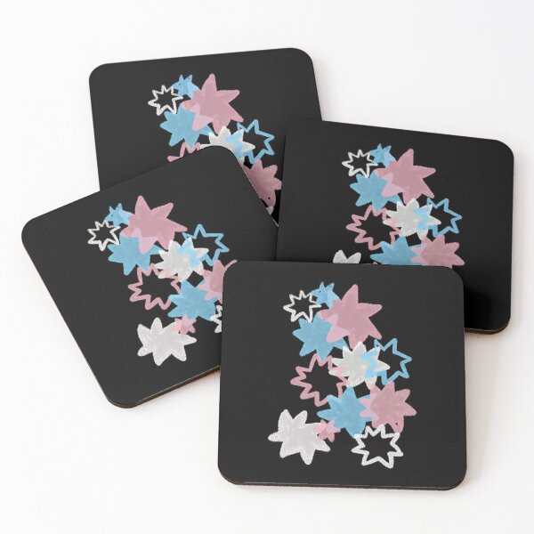 Item preview, Transexual Starry Pride Flag Art | Pink, Blue and White Star Burst Design in Black Background designed and sold by ghostieking.