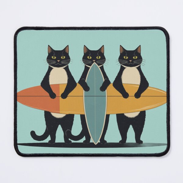 Item preview, Cool Surf Cats – Retro Beach Kitty with Surfboard designed and sold by LEO'S CREATURE　れおずくりーちゃー.