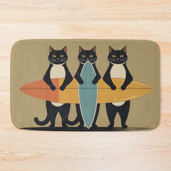 Item preview, Cool Surf Cats – Retro Beach Kitty with Surfboard designed and sold by LEO'S CREATURE　れおずくりーちゃー.