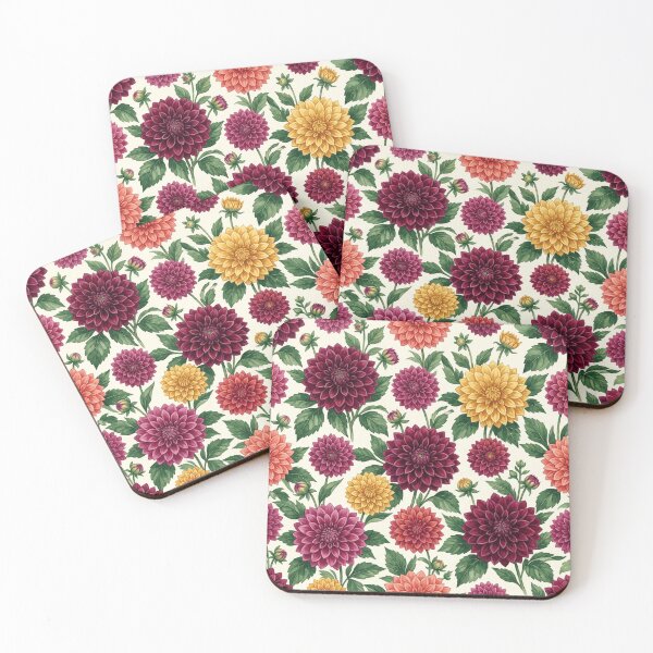 Item preview, Dahlia Garden Rich Color Watercolor Seamless Pattern designed and sold by Inkworksbyshery.