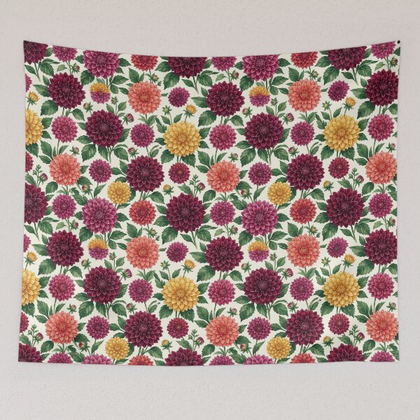 Item preview, Dahlia Garden Rich Color Watercolor Seamless Pattern designed and sold by Inkworksbyshery.