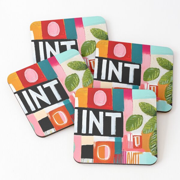 Item preview, Fresh Notes of Green - Mint Leaves Dancing Through Bold Geometry and Contemporary Color Harmony designed and sold by OlfactoART Studio.
