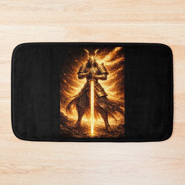 Item preview, Golden Samurai Warrior Fiery Sword Fantasy Art designed and sold by bellaever.