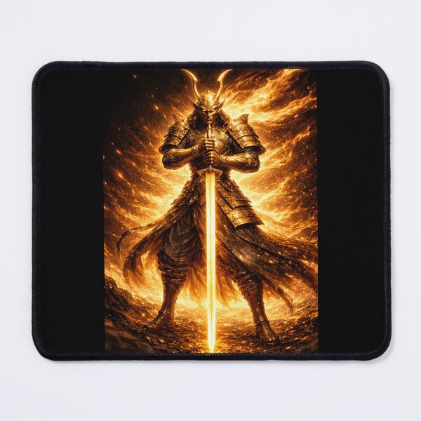 Item preview, Golden Samurai Warrior Fiery Sword Fantasy Art designed and sold by bellaever.