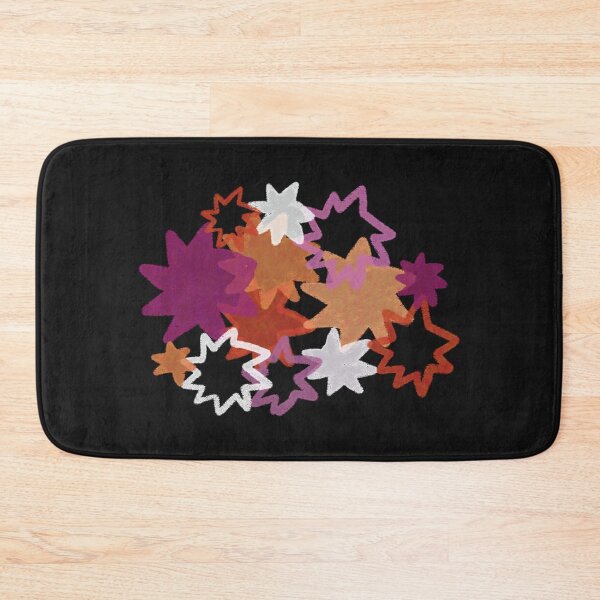 Item preview, Lesbian Starry Pride Flag Art | Pink, Orange and White Star Burst Design in Black Background designed and sold by ghostieking.