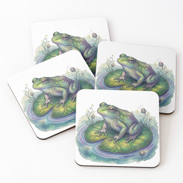 Item preview, Mystic Frog on Lily Pad Fantasy Nature Sticker designed and sold by HoneyBreezeCo.