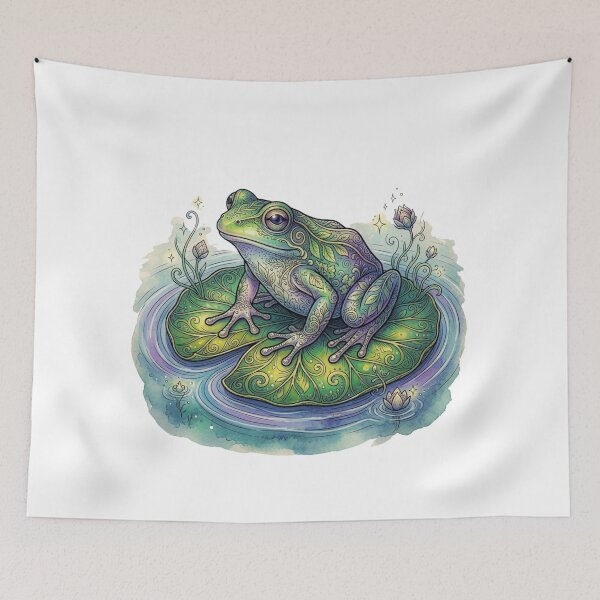 Item preview, Mystic Frog on Lily Pad Fantasy Nature Sticker designed and sold by HoneyBreezeCo.
