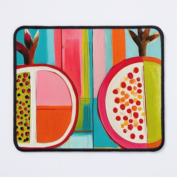 Item preview, Crimson Harvest Reverie - Twin Pomegranates Alive with Modern Color and Abstract Rhythms designed and sold by OlfactoART Studio.