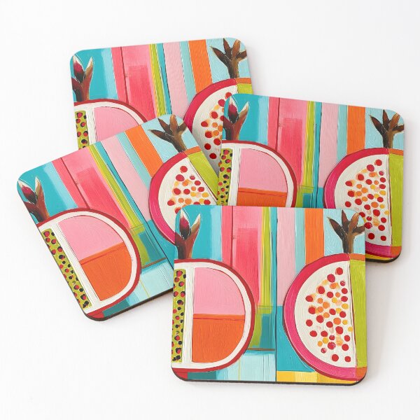 Item preview, Crimson Harvest Reverie - Twin Pomegranates Alive with Modern Color and Abstract Rhythms designed and sold by OlfactoART Studio.