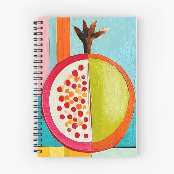 Item preview, Crimson Harvest Reverie - Twin Pomegranates Alive with Modern Color and Abstract Rhythms designed and sold by OlfactoART Studio.
