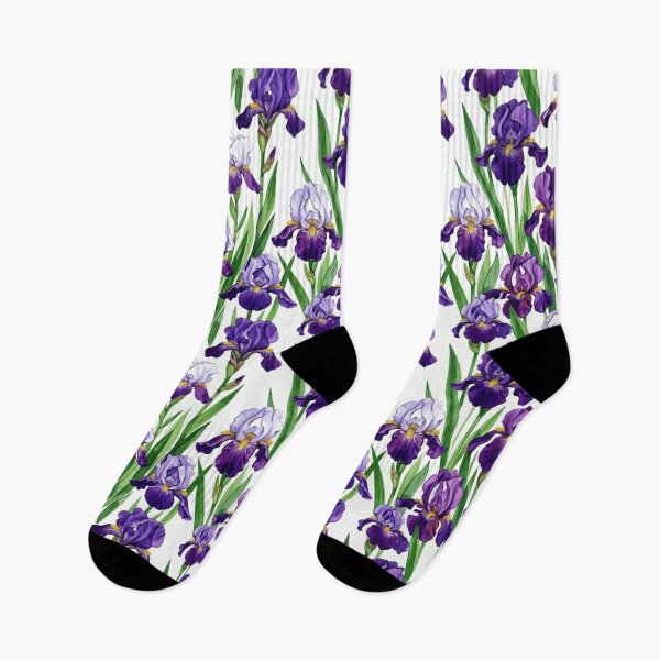 Item preview, Purple Iris Watercolor Field Seamless Floral Pattern designed and sold by Inkworksbyshery.