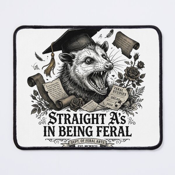 Item preview, Straight A Student Feral Possum Graduation Cap Dark Academia designed and sold by Retro Mood Co.