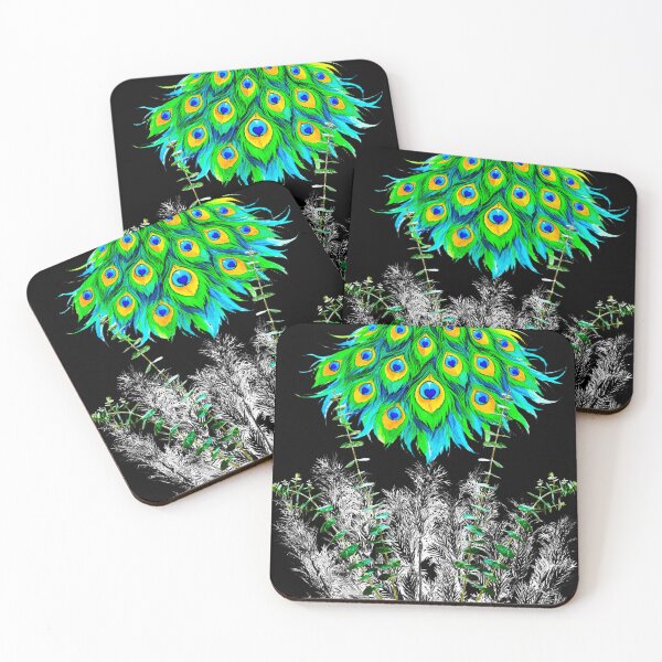 Item preview, Copy of HEART OF THE PEACOCK GARDEN – CELESTIAL BOTANICA SERIES - black background designed and sold by WheelieGdArt.