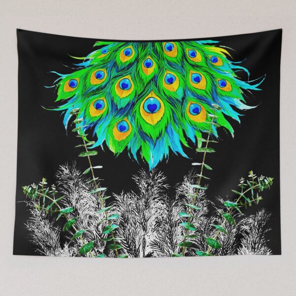 Item preview, Copy of HEART OF THE PEACOCK GARDEN – CELESTIAL BOTANICA SERIES - black background designed and sold by WheelieGdArt.
