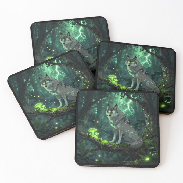 Item preview, Mystic Wolf Forest Neon Eyes Nature Design designed and sold by DervoTeck2767.