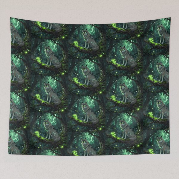 Item preview, Mystic Wolf Forest Neon Eyes Nature Design designed and sold by DervoTeck2767.