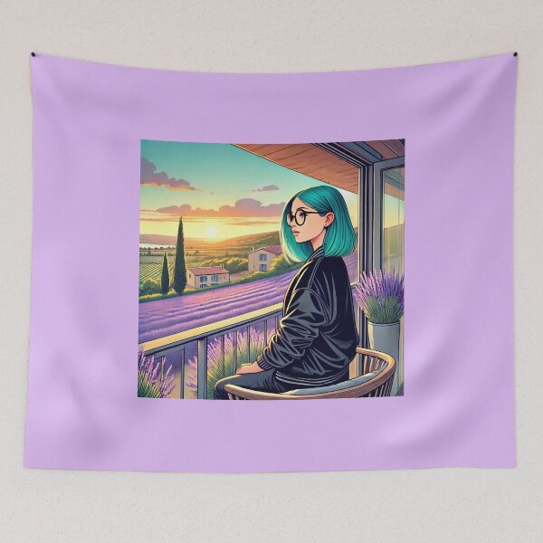 Item preview, Provence Sunset Reverie – Turquoise Hair Girl designed and sold by UmSkelig834.