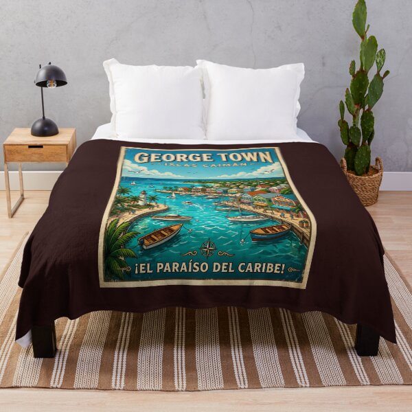 Item preview, George Town Cayman Islands - Vintage Tropical Travel Poster  designed and sold by ElartedeNoel.