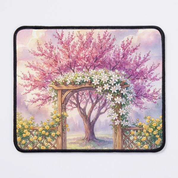 Item preview, Garden Path To The Redbud Tree designed and sold by LeoLemonAIart.